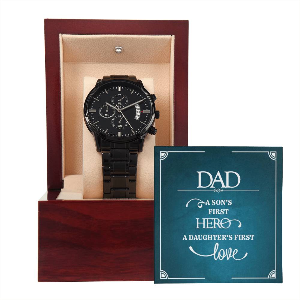 A Son's First Hero - Black Chronograph Watch